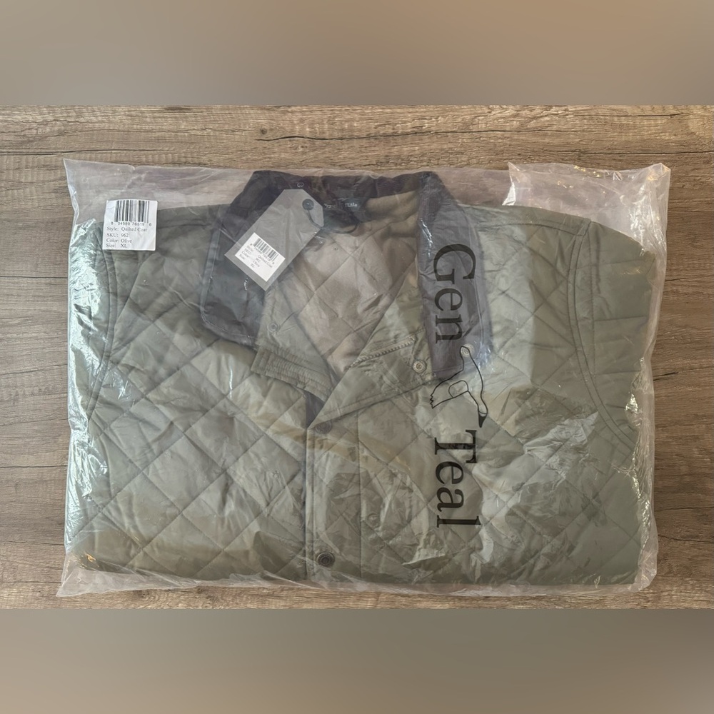 Men’s Genteal Olive Green and Brown Quilted Coat - NWT